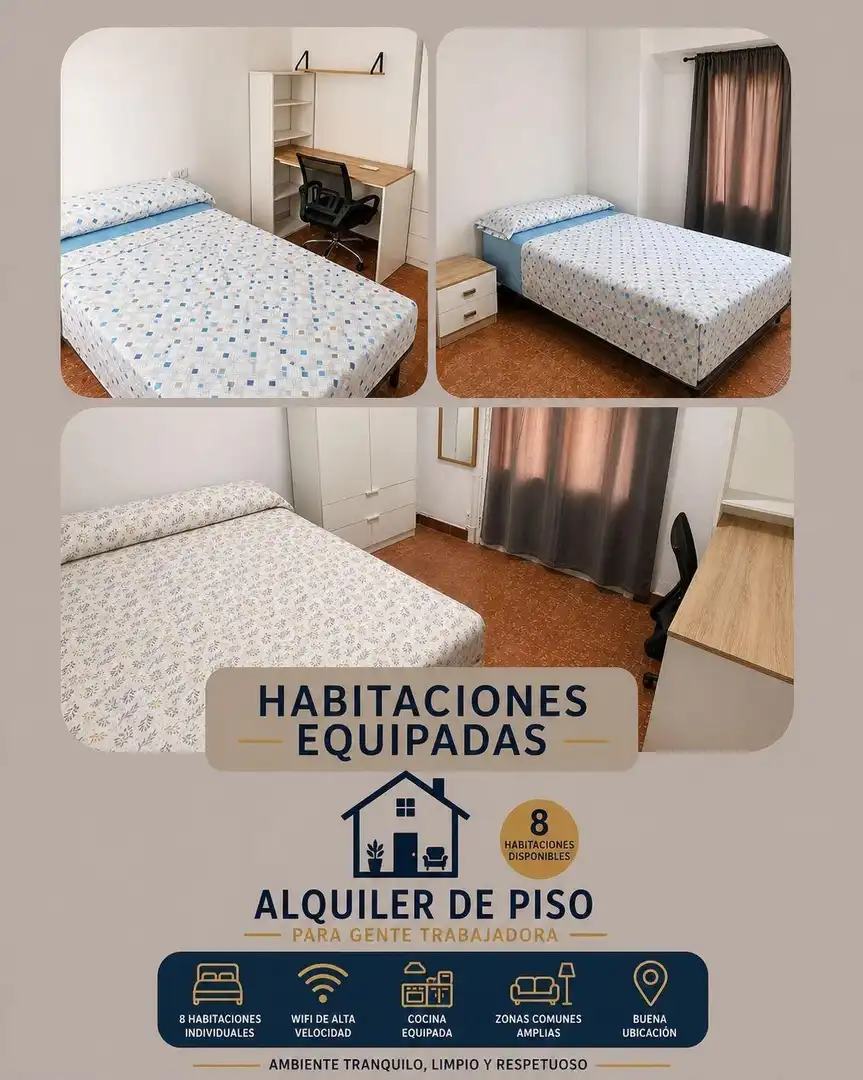 Habitación de Piso para compartir en Ontinyent con Aire acondicionado y Balcón