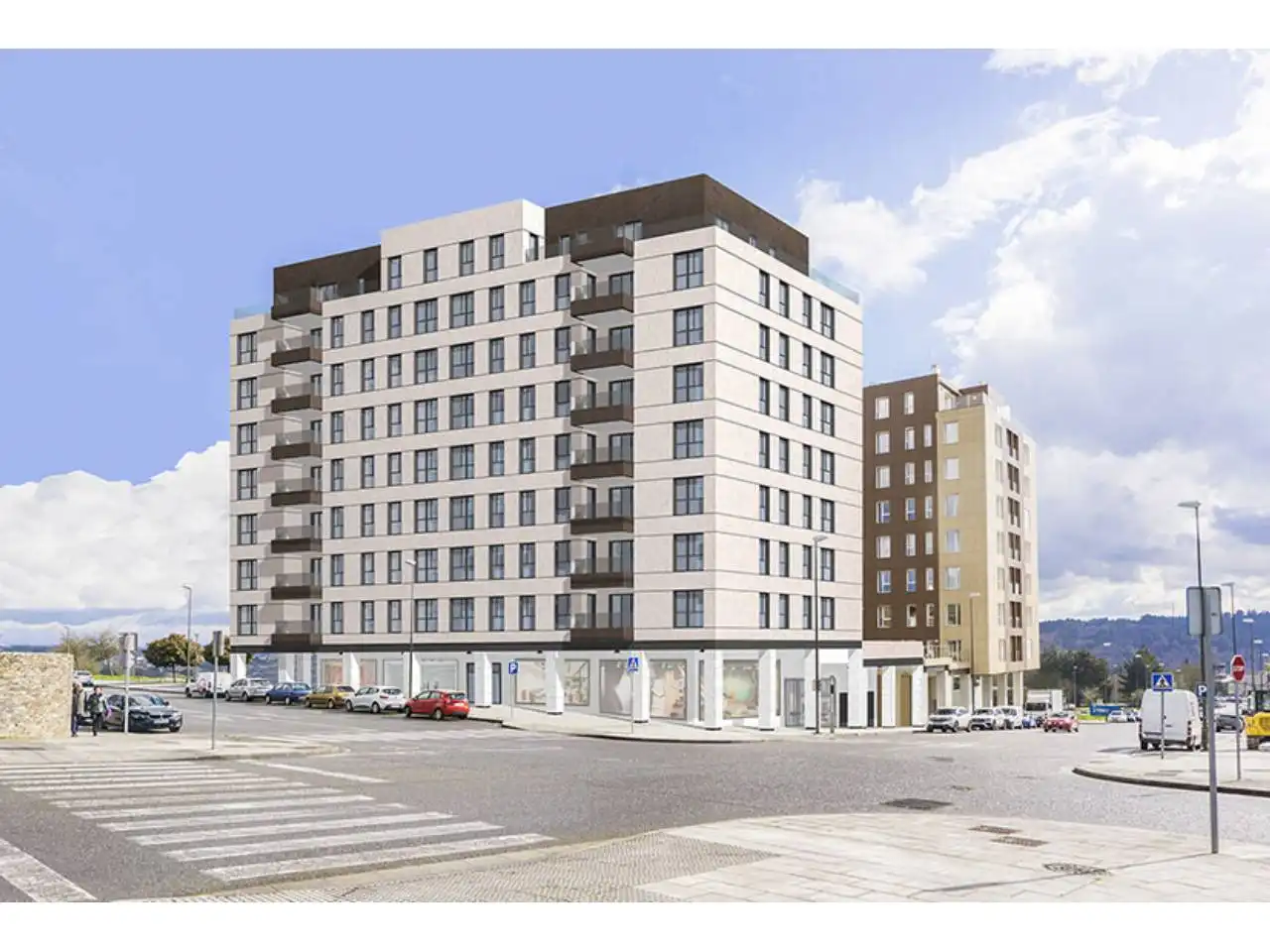 Vista exterior de Piso en venta en Lugo Capital con Terraza, Trastero y Alarma