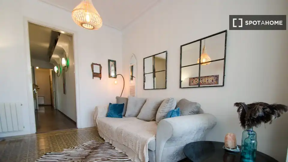 Wohnzimmer von Wohnung zur Miete in Barcelona mit Klimaanlage, Heizung und Möbliert