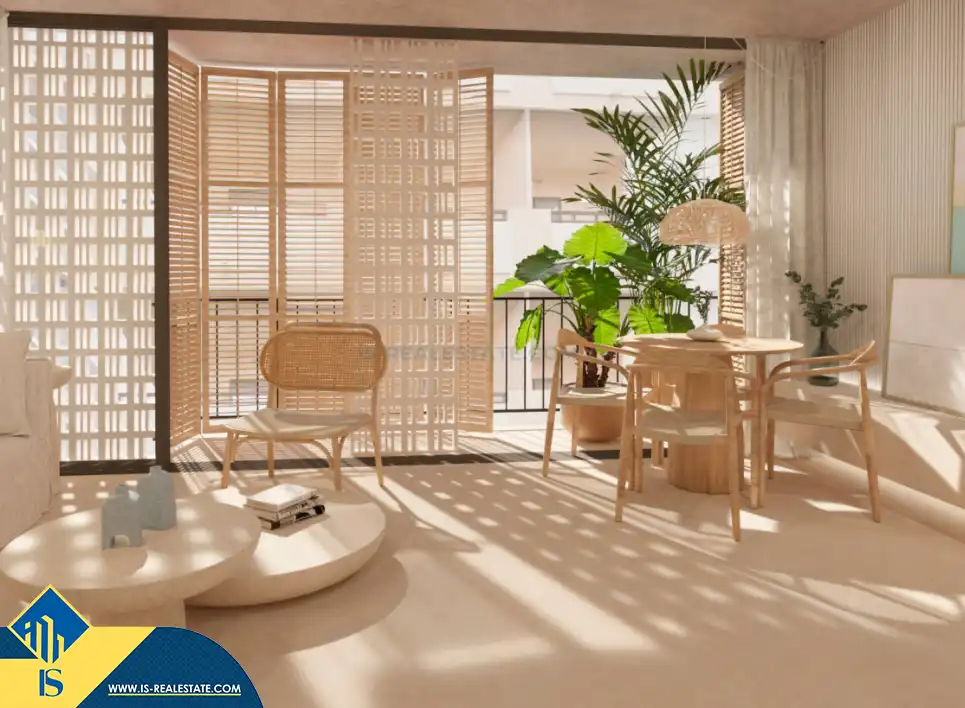 Sala d'estar de Apartament en venda en Santa Eulària des Riu amb Terrassa, Moblat i Piscina comunitària