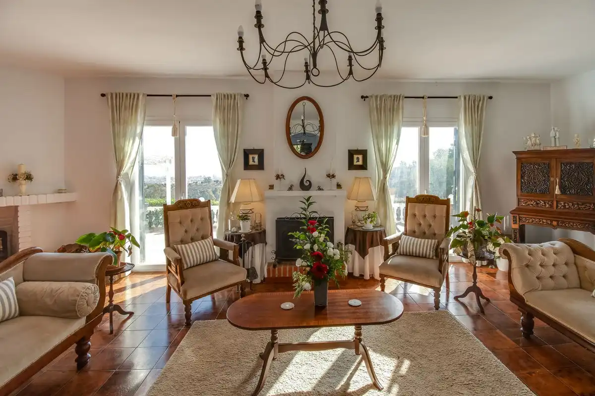 Living room of Houses for sale in Mijas  with Private garden, Terrace and Swimming Pool