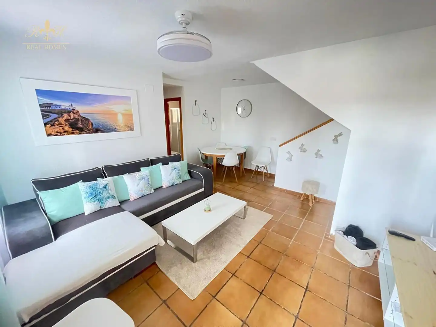 Wohnzimmer von Maisonette zur Miete in L'Alfàs del Pi mit Klimaanlage, Terrasse und Schwimmbad