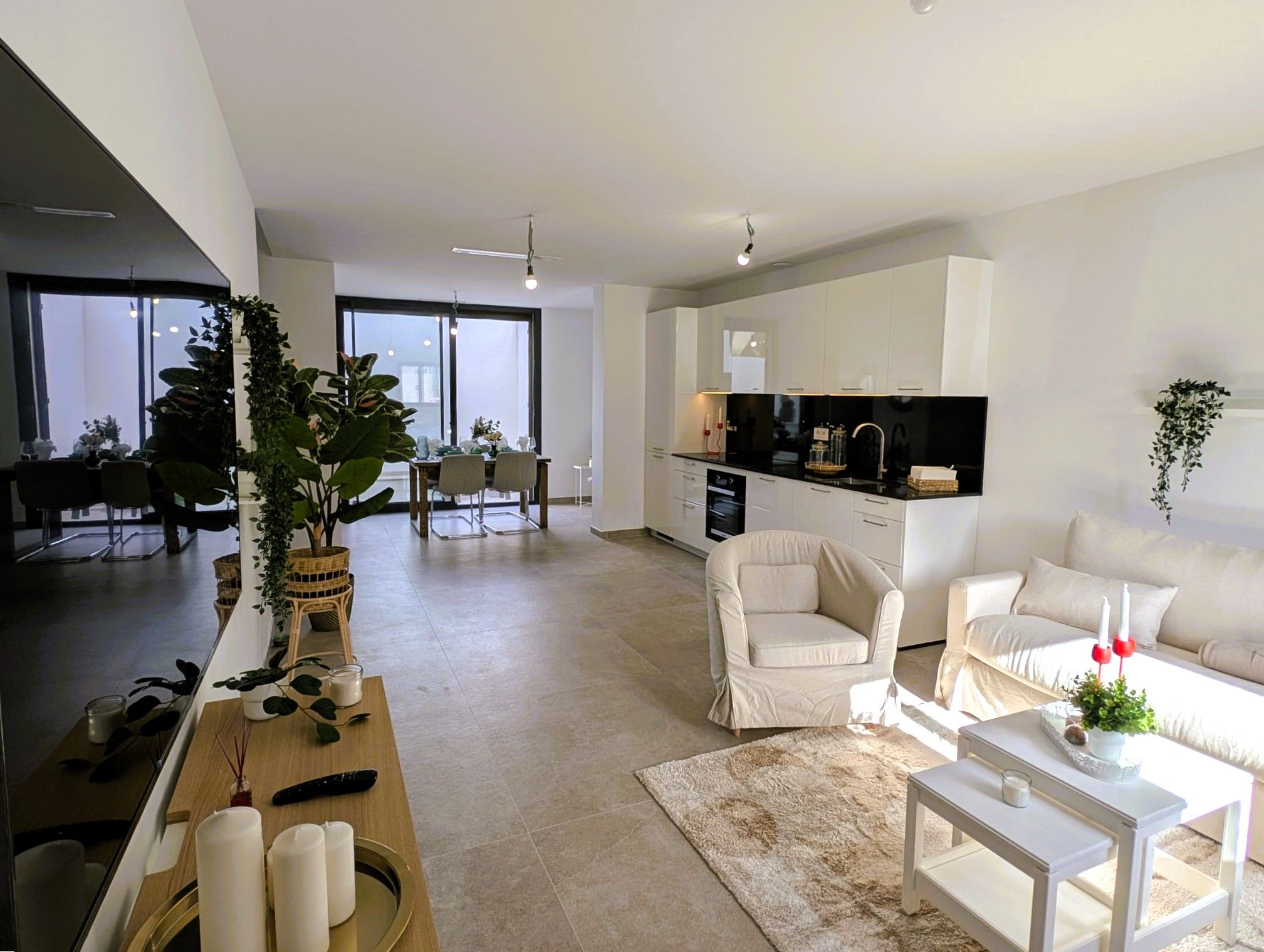 Sala d'estar de Casa adosada en venda en Ses Salines amb Aire condicionat, Piscina i Moblat