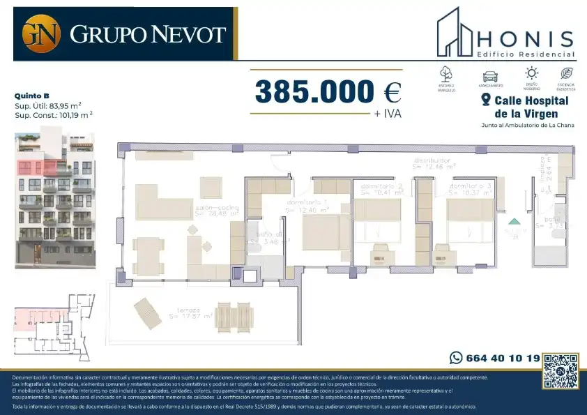 Piso en venta en Calle Hospital de la Virgen, 9, Angustias - Chana - Encina