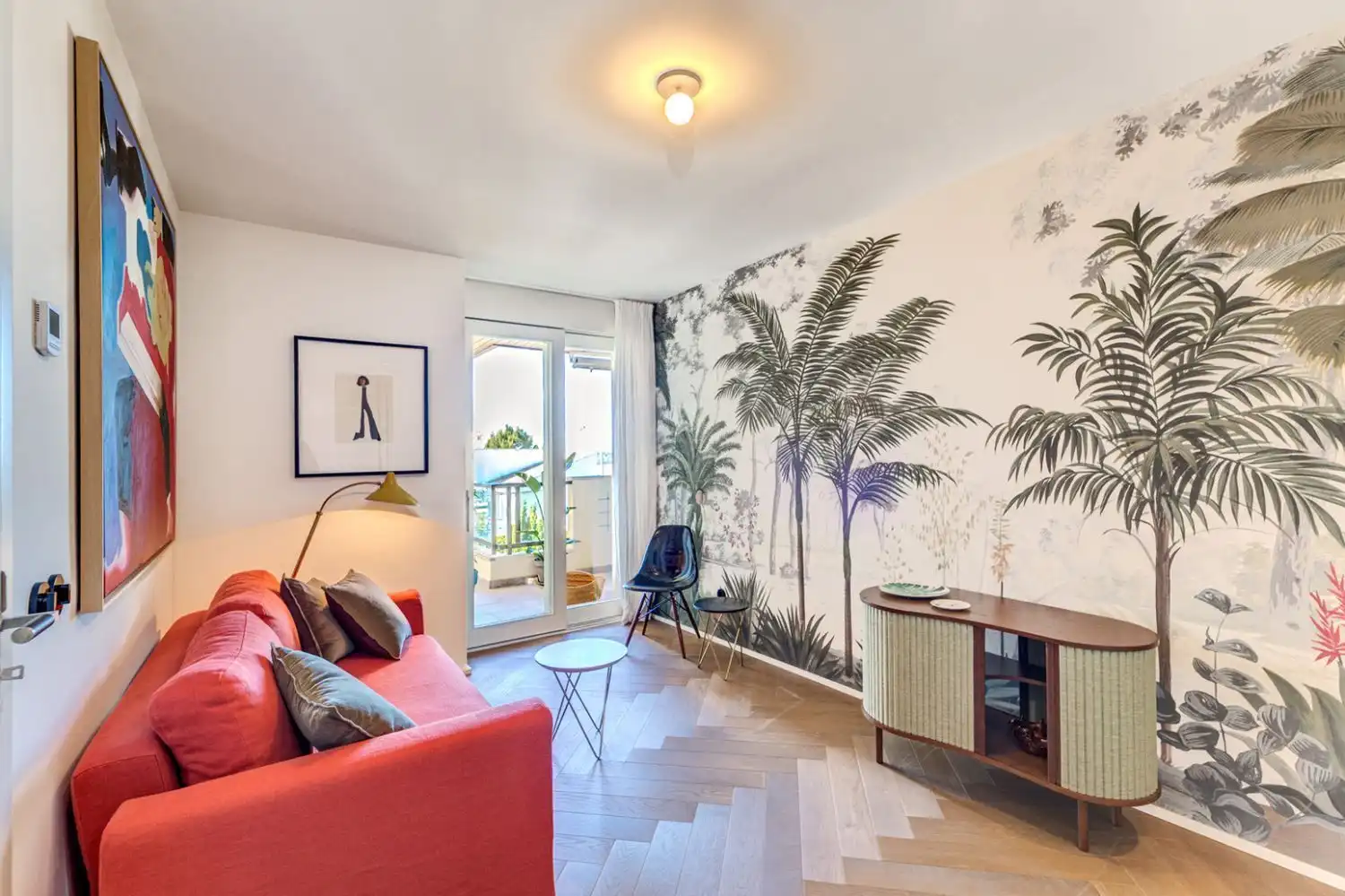 Living room of Flat for sale in  Palma de Mallorca  with Air Conditioner, Private garden and Parquet flooring