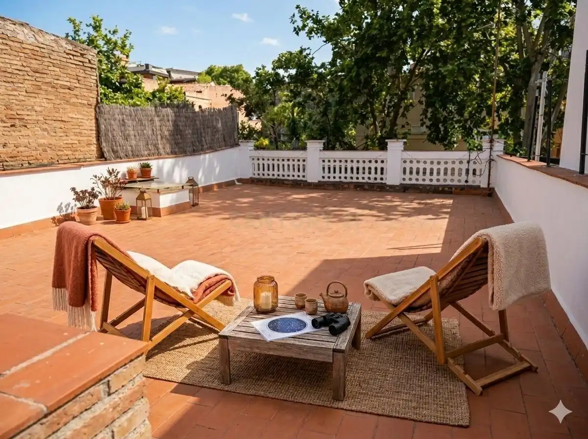 Terraza de Casa adosada en venta en Barcelona con Aire acondicionado, Jardín privado y Trastero