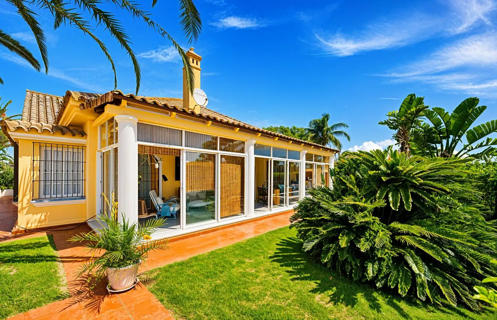 Vista exterior de Casa o xalet en venda en Chiclana de la Frontera amb Aire condicionat, Calefacció i Jardí privat