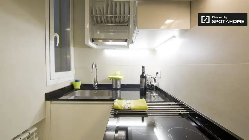 Kitchen of Study for share in Madrid  with Air Conditioner, Heating and Terrace