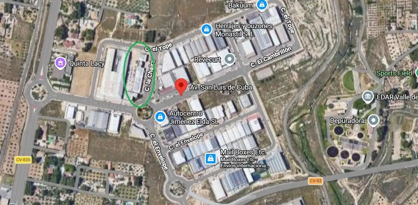 Vista exterior de Nave industrial en venta en Elda