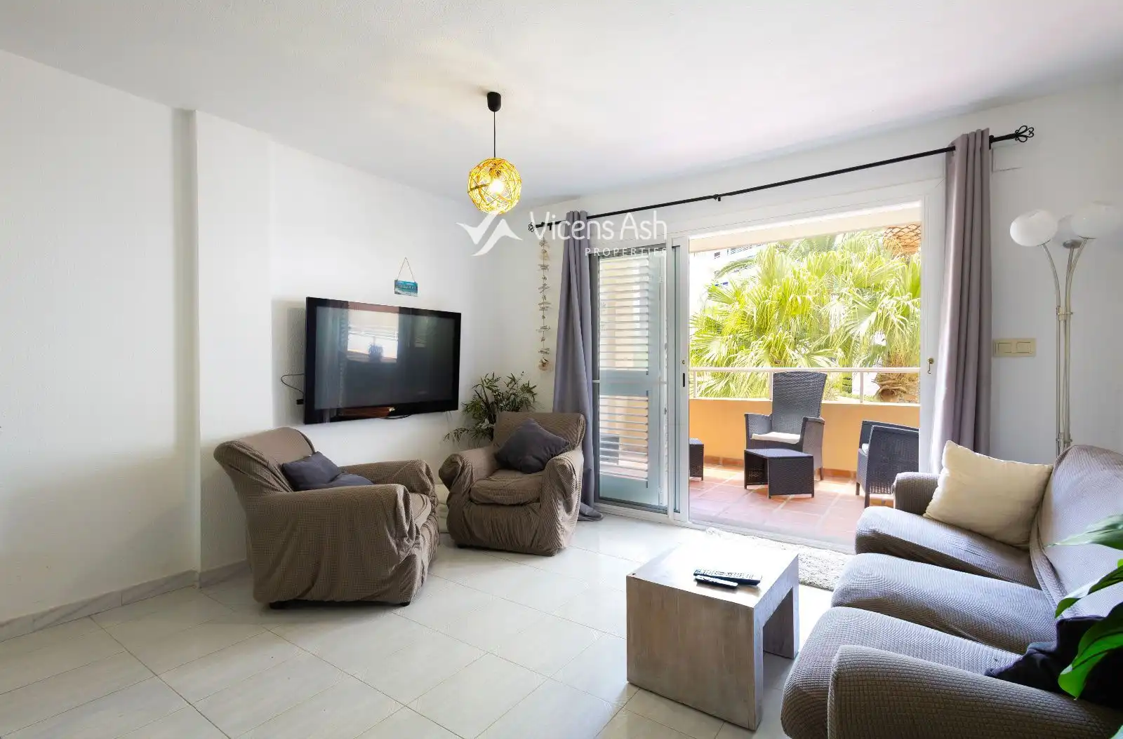 Sala d'estar de Apartament en venda en Jávea / Xàbia amb Aire condicionat, Terrassa i Piscina