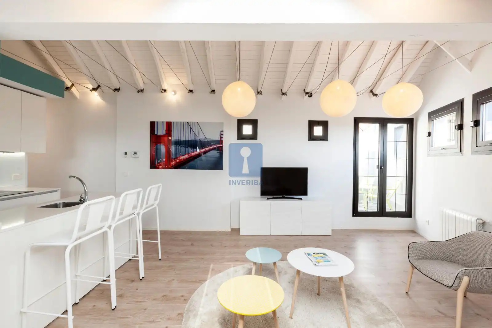 Living room of Attic for rent in Madrid  with Air Conditioner, Heating and Parquet flooring
