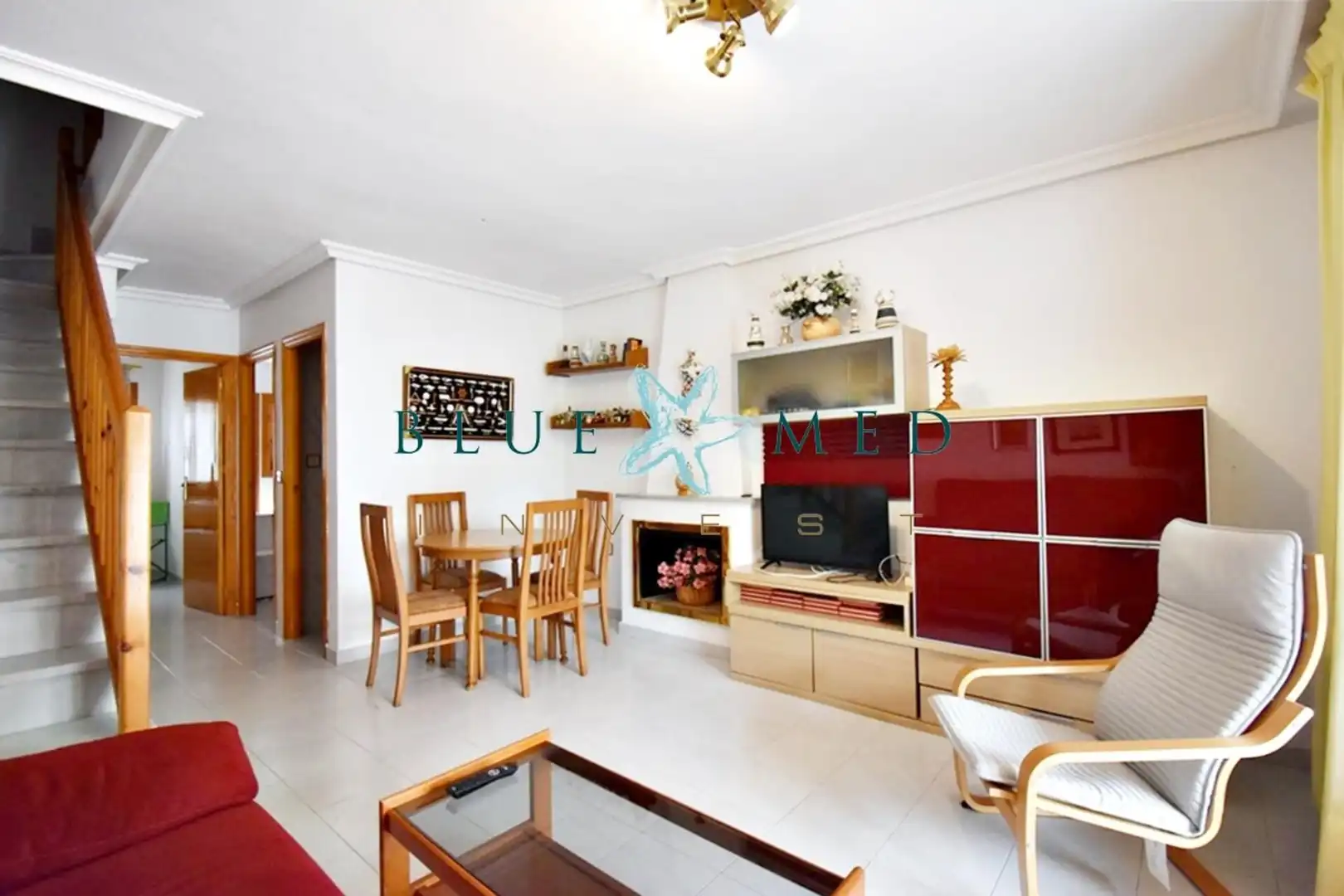 Sala de estar de Dúplex en venta en Mazarrón con Jardín privado, Terraza y Amueblado