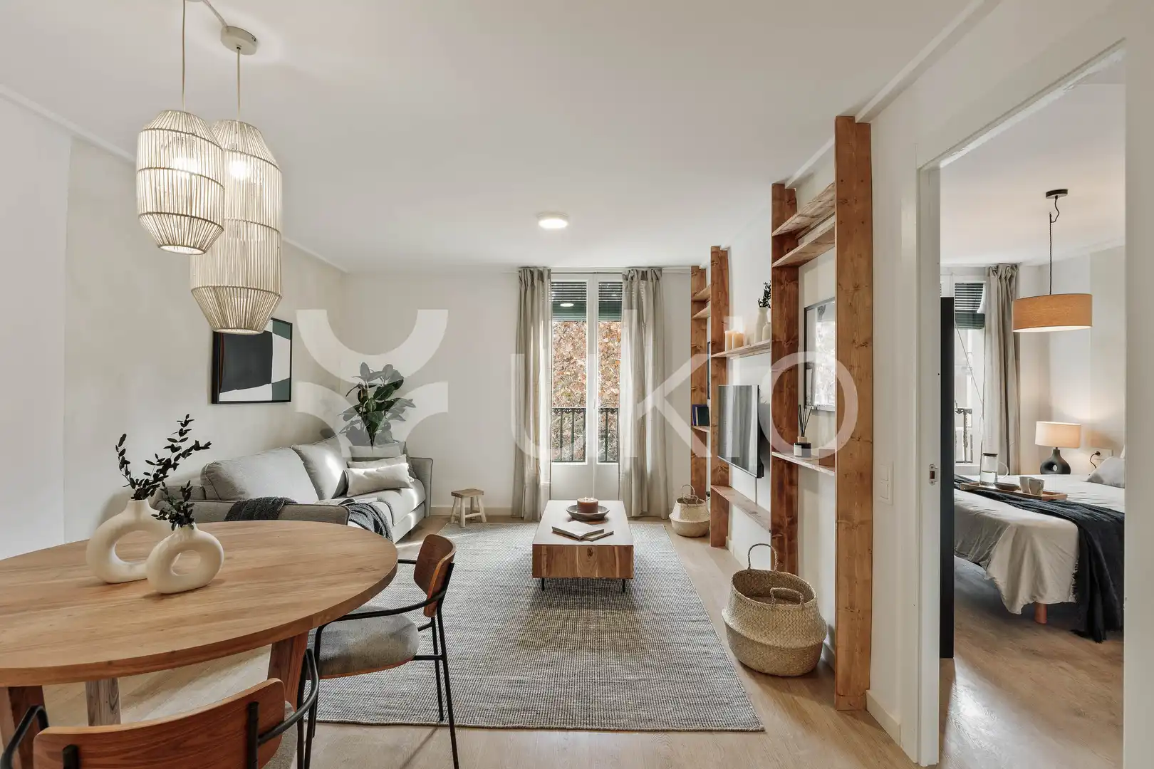 Sala de estar de Apartamento de alquiler en Barcelona con Aire acondicionado, Calefacción y Amueblado