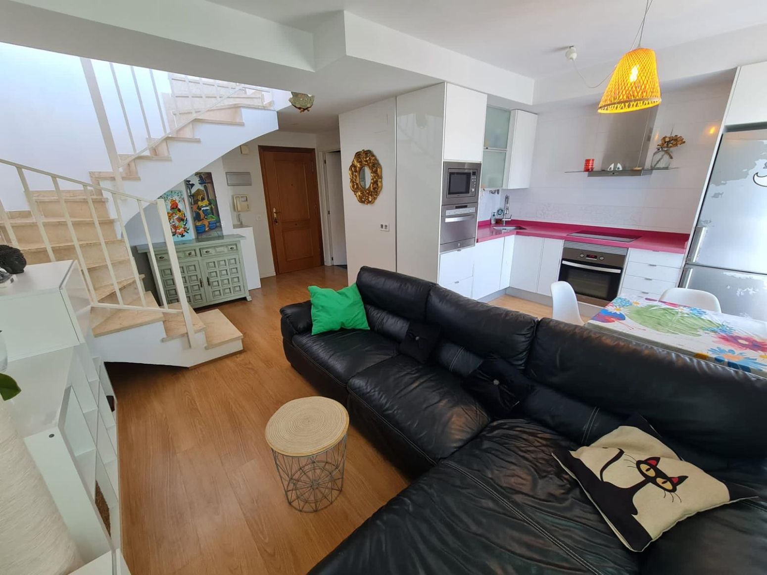 Sala de estar de Dúplex de alquiler en La Pobla de Farnals con Aire acondicionado, Parquet y Terraza