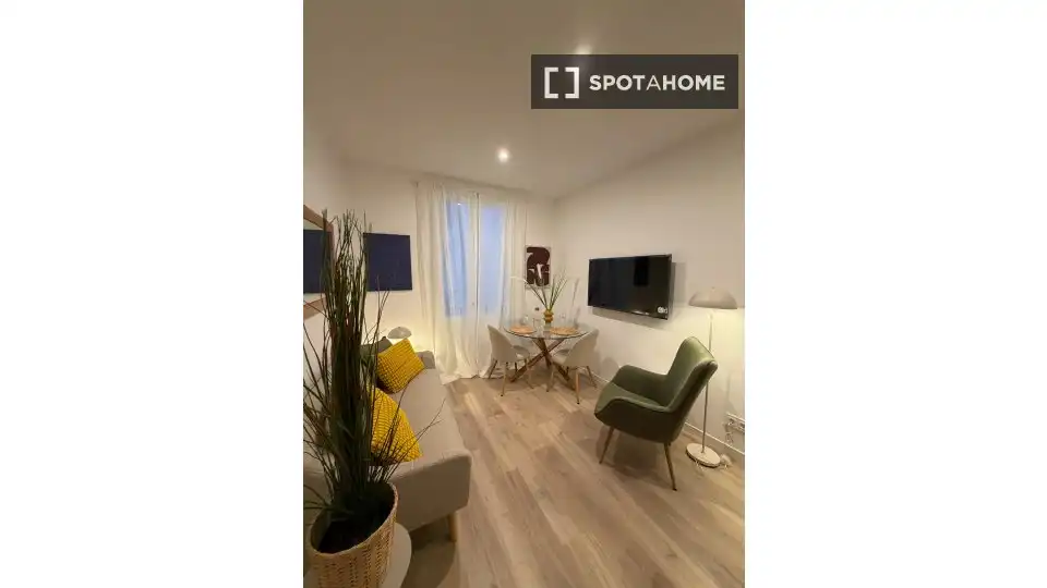Sala d'estar de Apartament per a compartir en Madrid amb Aire condicionat, Terrassa i Moblat