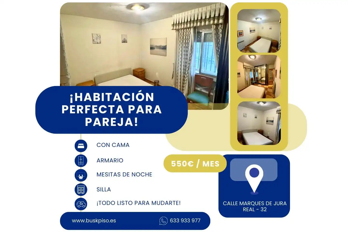 Bedroom of Flat for share in Madrid  with Furnished