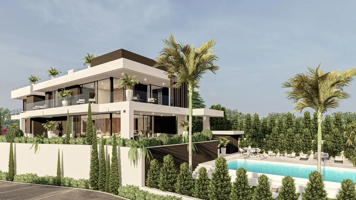 Außenansicht von Haus oder Chalet zum Verkauf in Marbella mit Klimaanlage, Privatgarten und Terrasse