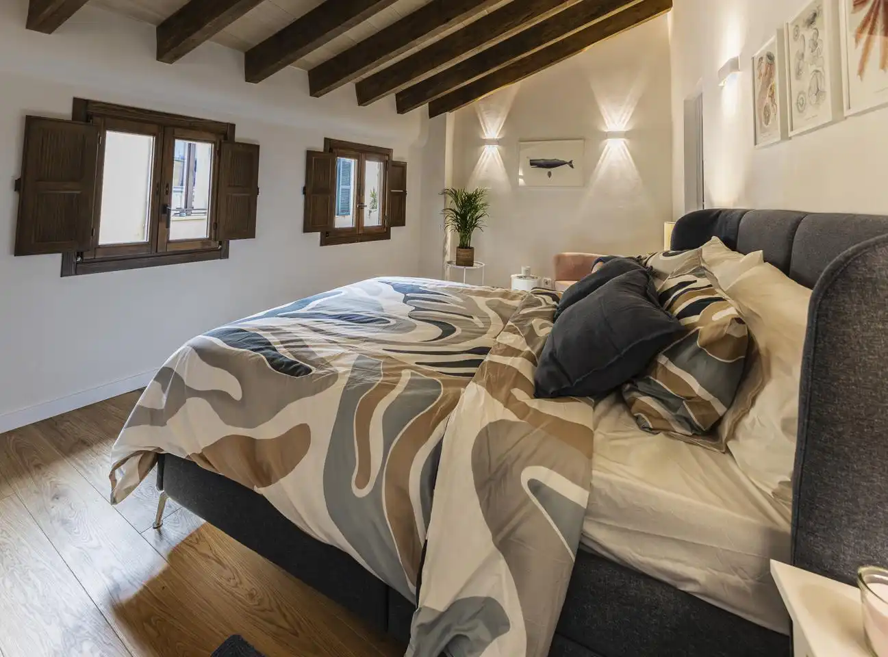 Schlafzimmer von Maisonette zum Verkauf in  Palma de Mallorca mit Klimaanlage, Terrasse und Möbliert