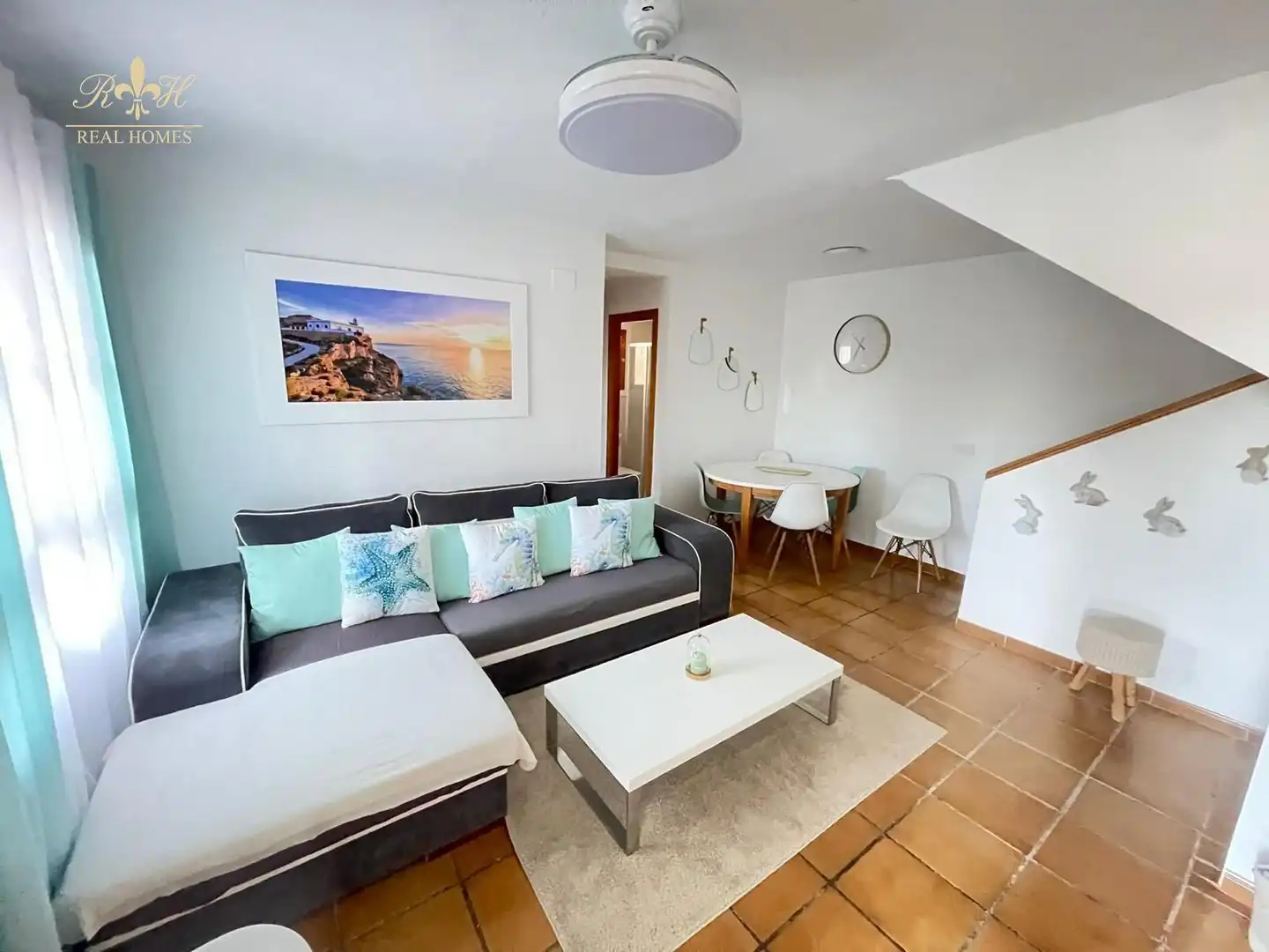 Wohnzimmer von Maisonette zur Miete in L'Alfàs del Pi mit Klimaanlage, Terrasse und Schwimmbad