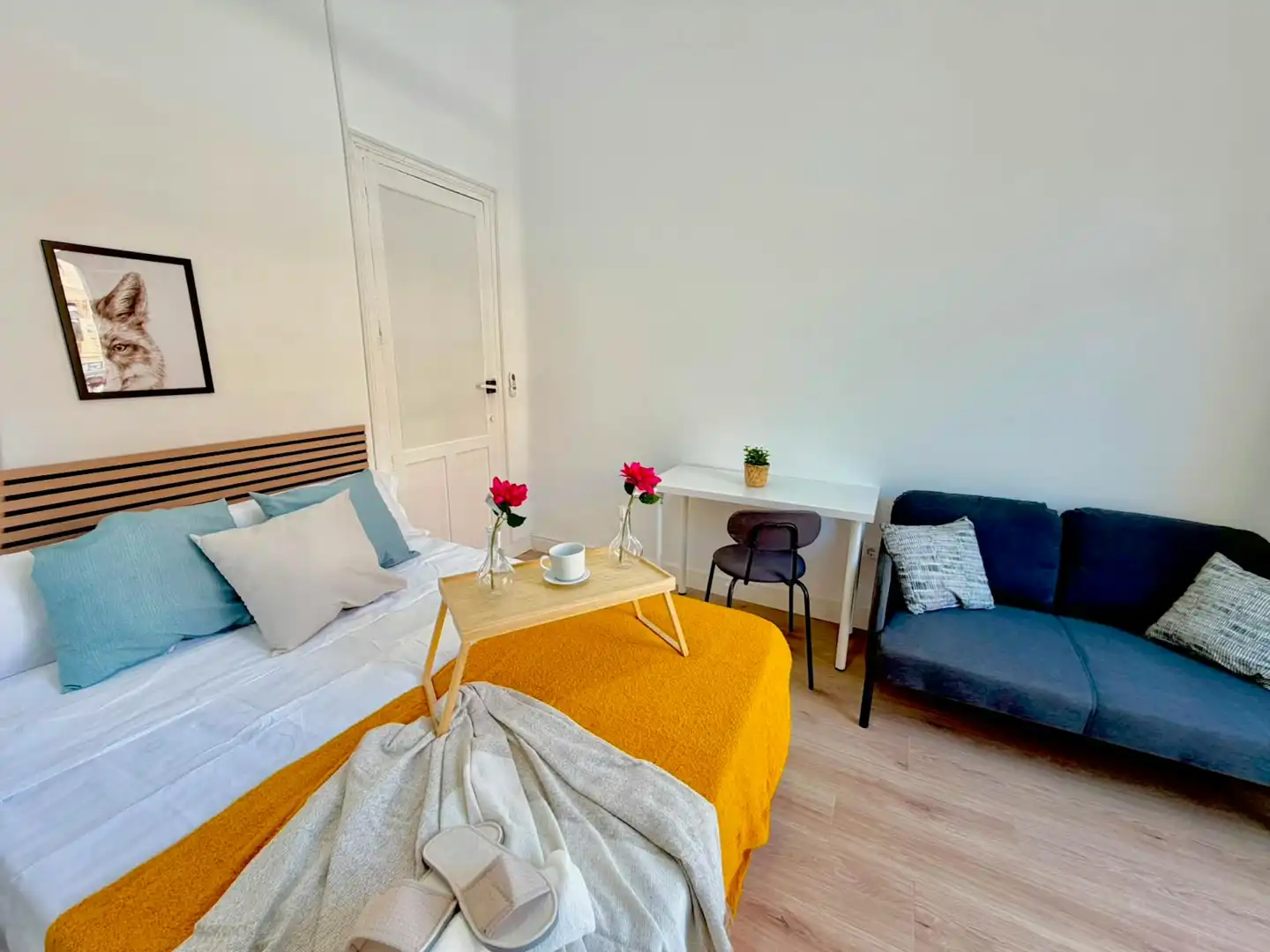 Schlafzimmer von Wohnung zur Miete in Madrid mit Heizung, Privatgarten und Möbliert
