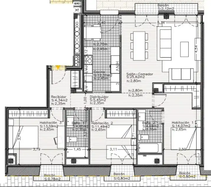 Wohnung zum Verkauf in Monzón mit Klimaanlage, Heizung und Möbliert