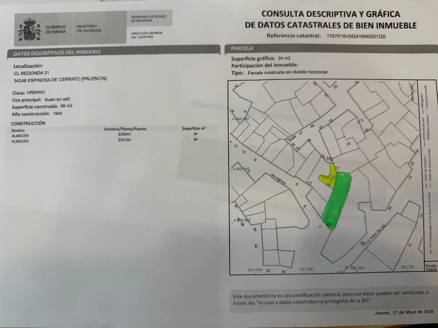 Finca rústica en venda en Espinosa de Cerrato amb Jardí privat