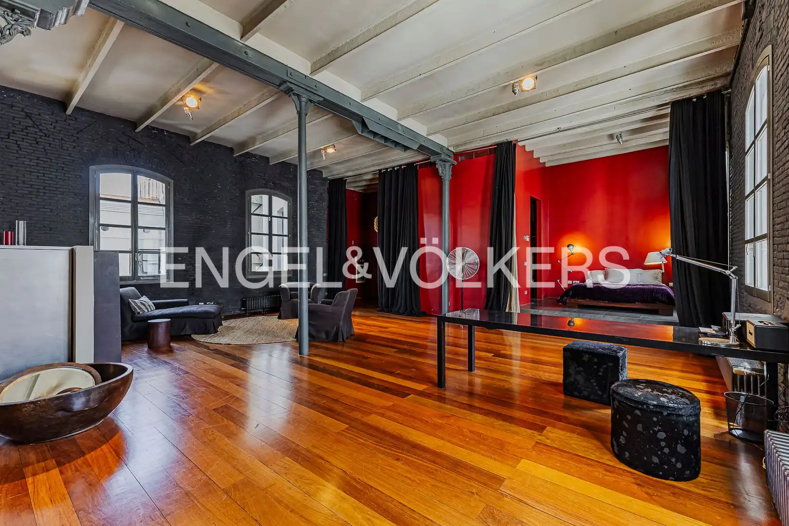 Sala de estar de Loft de alquiler en Barcelona con Aire acondicionado, Calefacción y Parquet