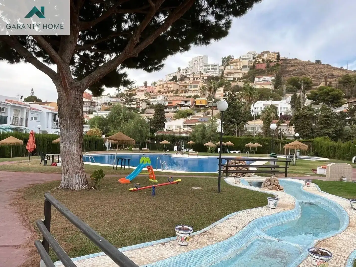 Piscina de Casa adosada de lloguer en Rincón de la Victoria amb Jardí privat, Terrassa i Traster