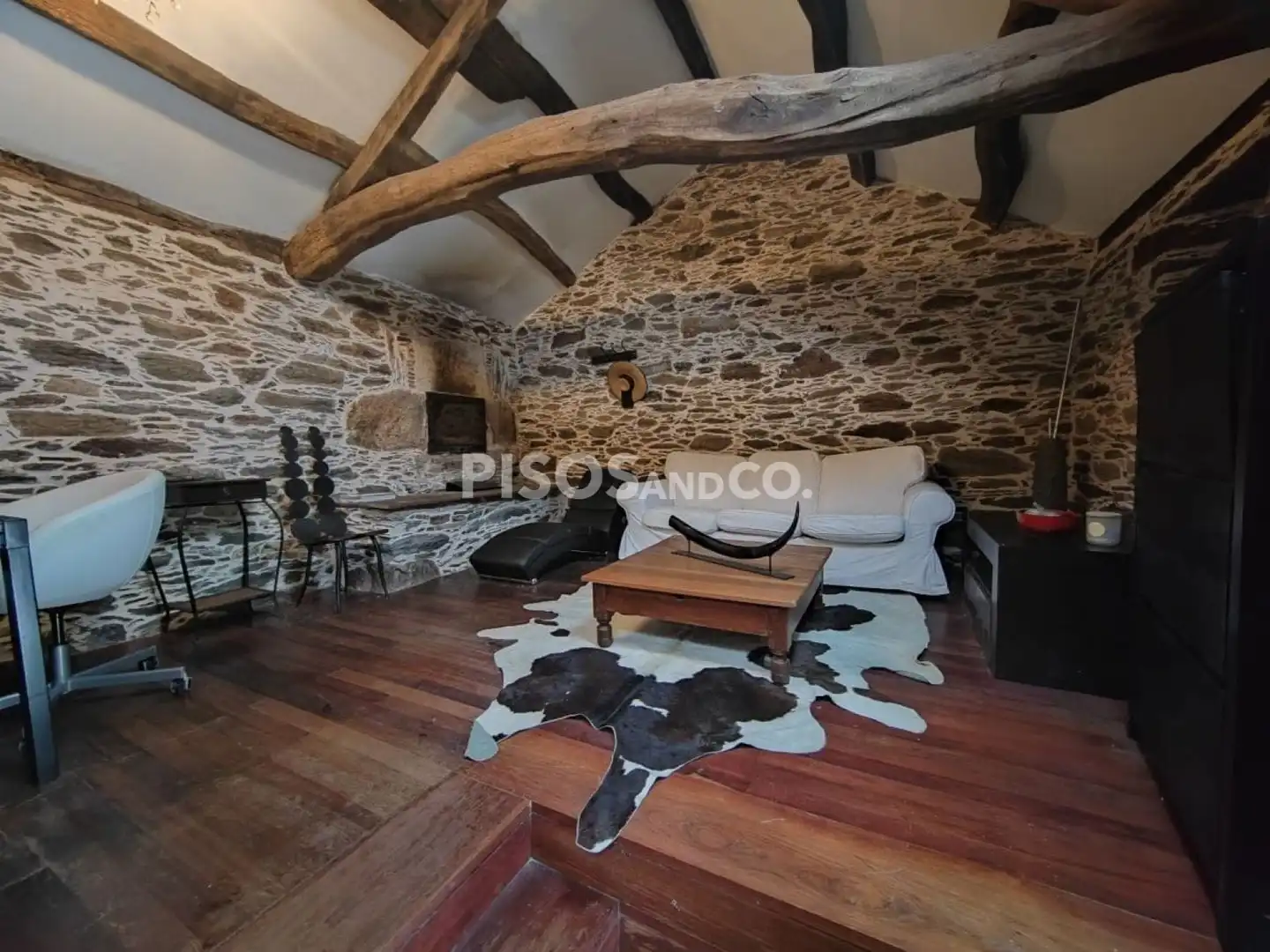 Living room of Houses for sale in Irixoa  with Heating, Terrace and Swimming Pool