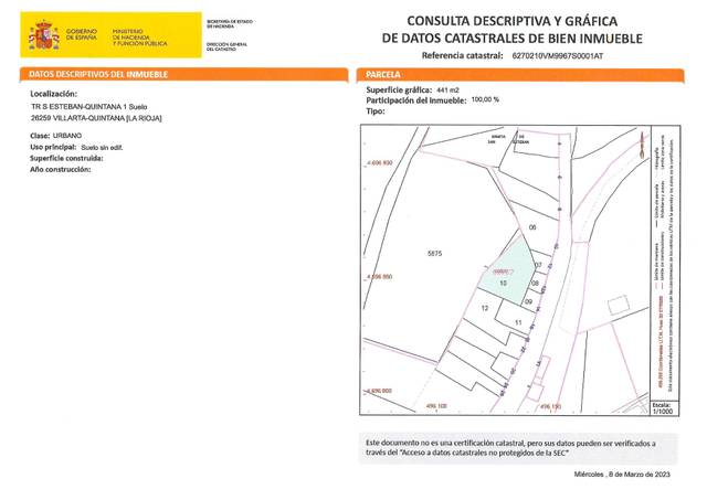 Terreno residencial en Venta en Calle San Esteban en Villarta-quintana