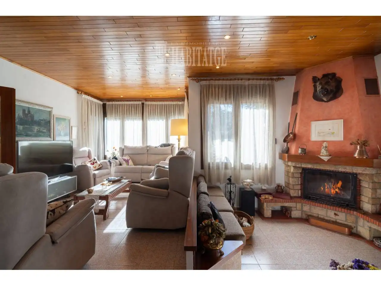 Sala de estar de Casa o chalet en venta en Aiguafreda con Aire acondicionado, Calefacción y Jardín privado