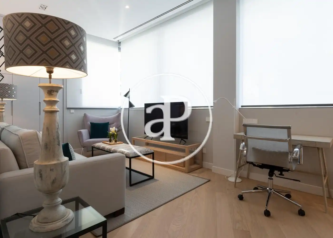 Wohnzimmer von Wohnung zur Miete in Madrid mit Klimaanlage, Heizung und Privatgarten