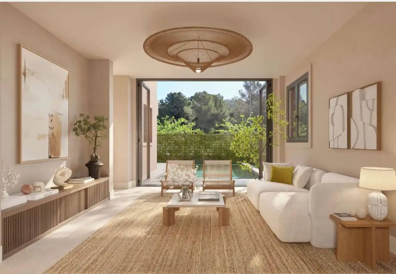 Sala de estar de Casa adosada en venta en Sant Joan de Labritja con Aire acondicionado, Calefacción y Jardín privado