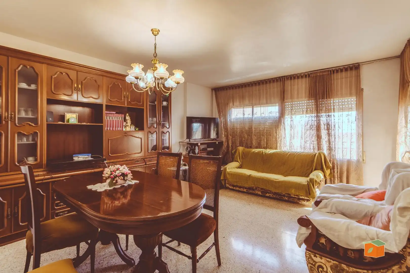 Sala de estar de Piso en venta en Santa Bàrbara con Amueblado y Balcón