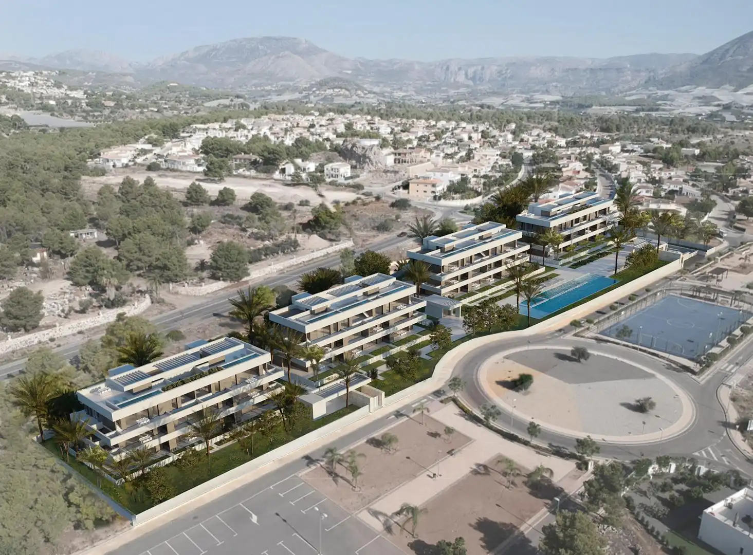 Vista exterior de Apartament en venda en La Nucia amb Aire condicionat, Jardí privat i Terrassa