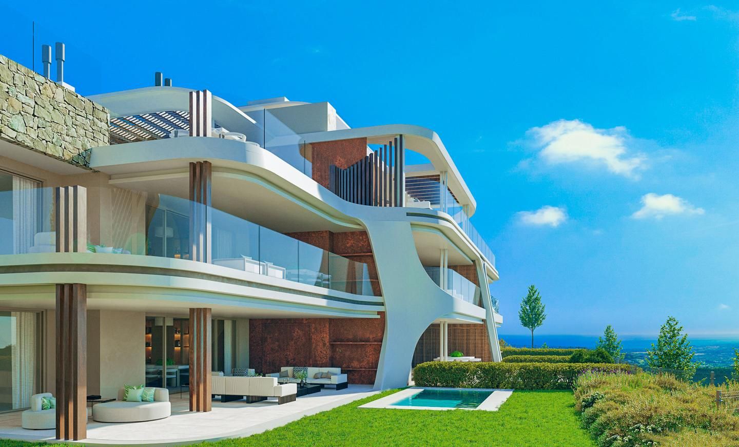 Vista exterior de Apartament en venda en Benahavís amb Aire condicionat, Calefacció i Jardí privat