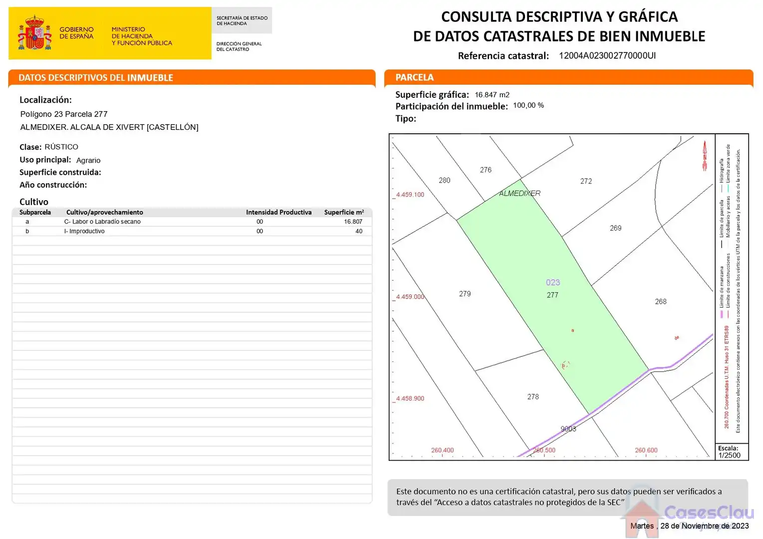 Finca rústica en venta en Alcalà de Xivert