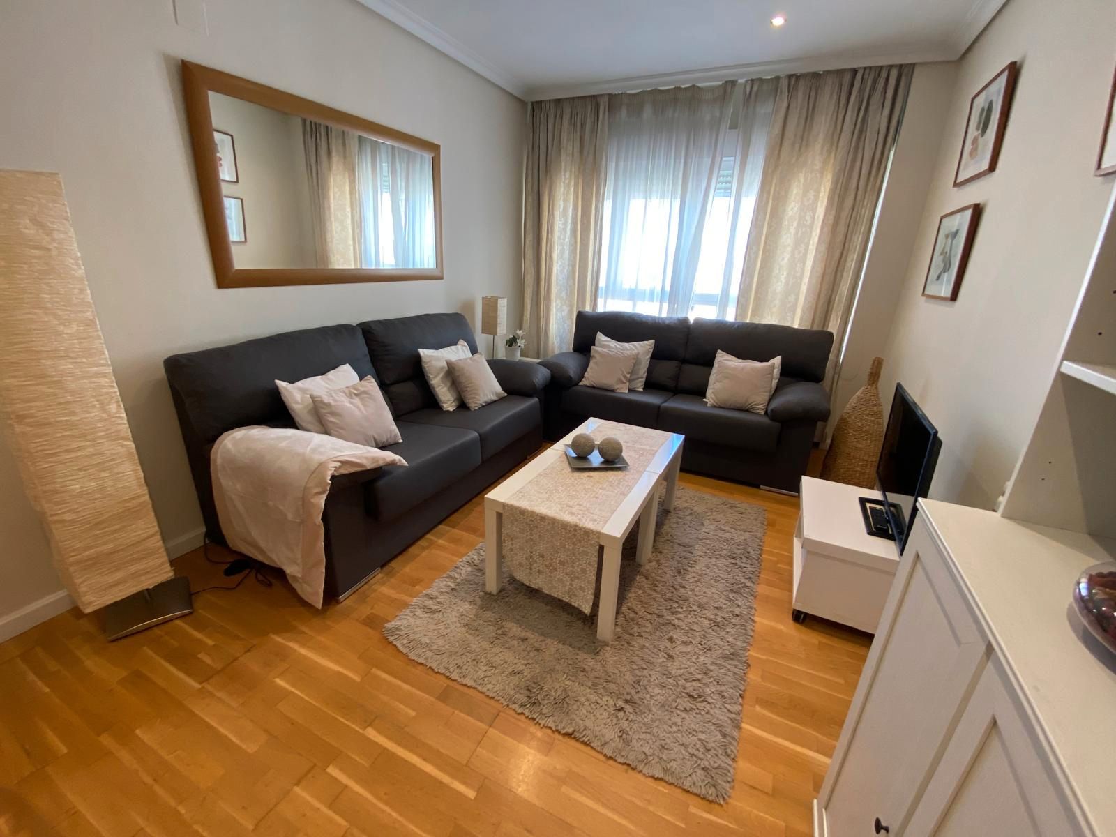 Sala d'estar de Pis de lloguer en  Albacete Capital amb Calefacció, Parquet i Moblat