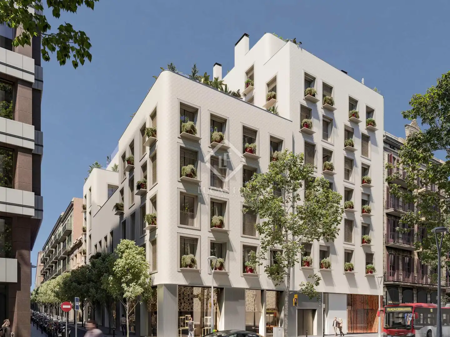 Außenansicht von Wohnung zum Verkauf in Barcelona mit Klimaanlage, Terrasse und Schwimmbad