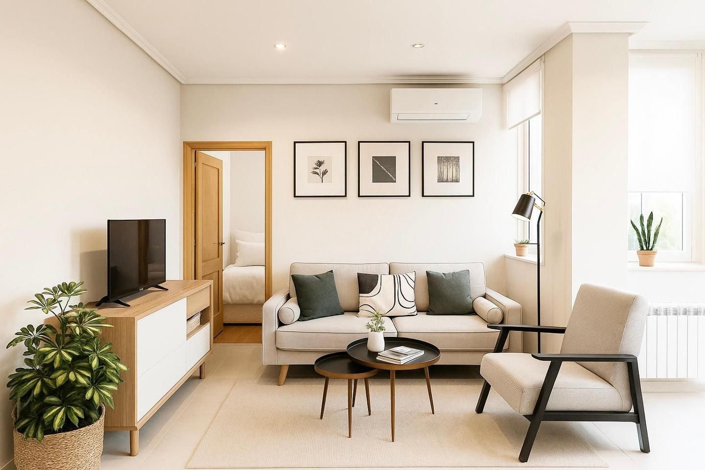 Sala d'estar de Planta baixa de lloguer en  Madrid Capital amb Calefacció, Terrassa i Moblat