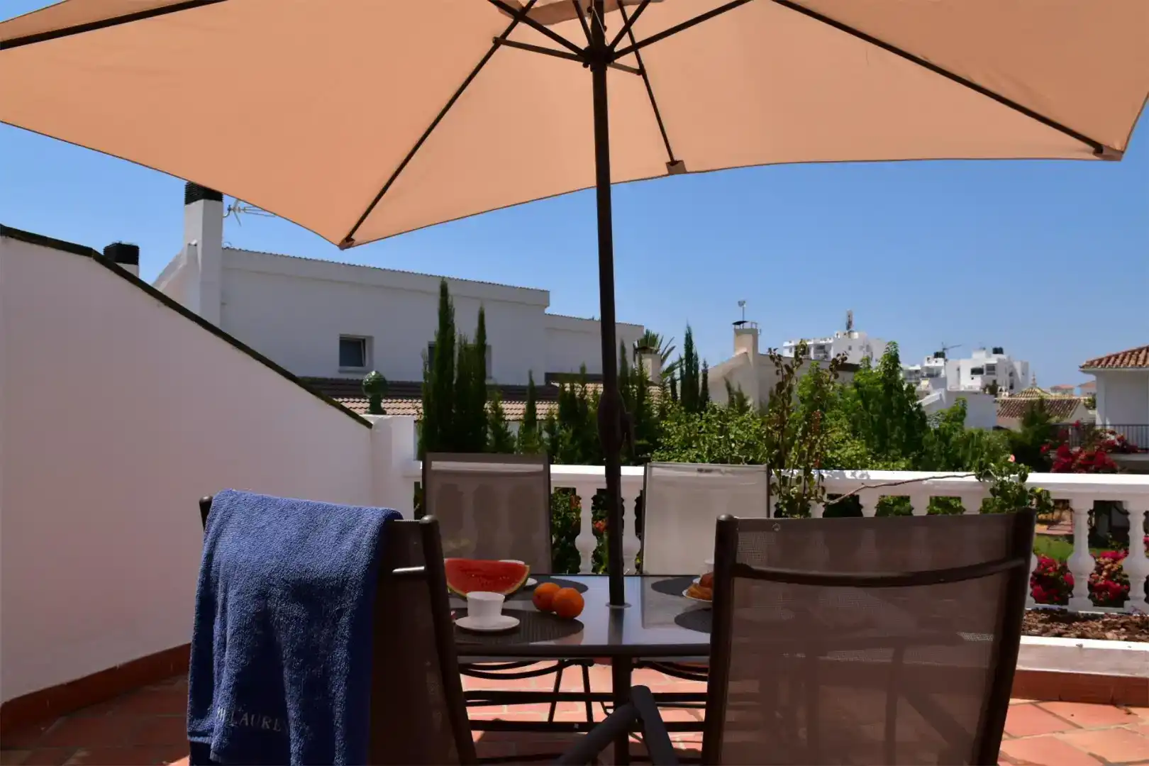 Terrace of Flat for rent in Nerja  with Air Conditioner, Private garden and Swimming Pool