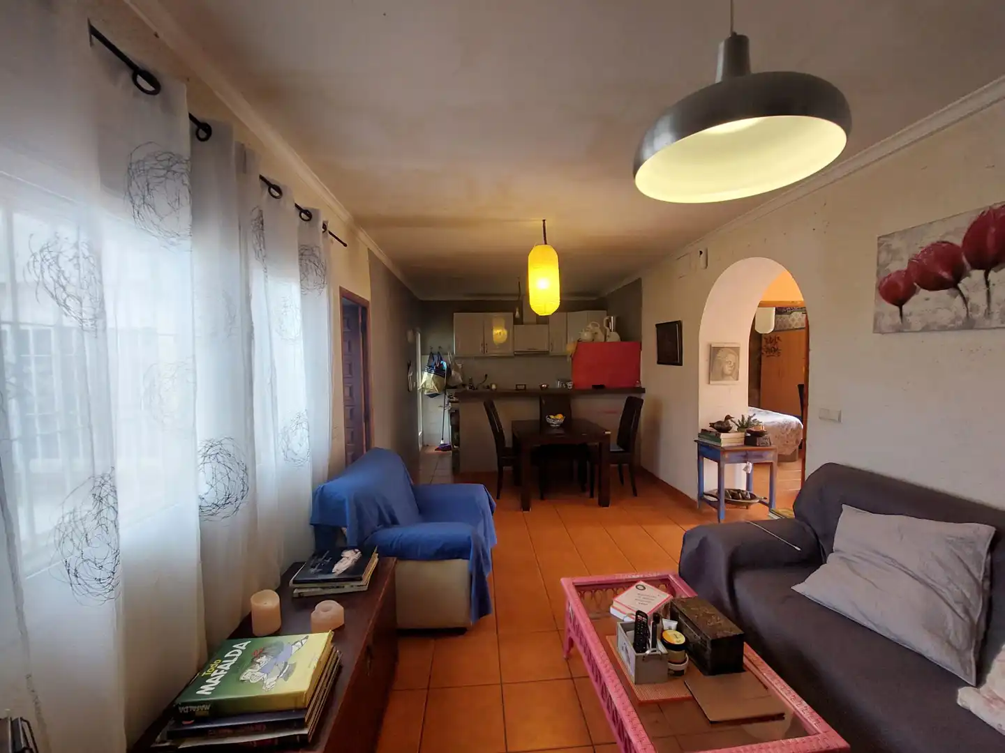 Wohnzimmer von Einfamilien-Reihenhaus zum Verkauf in Dénia mit Privatgarten und Möbliert