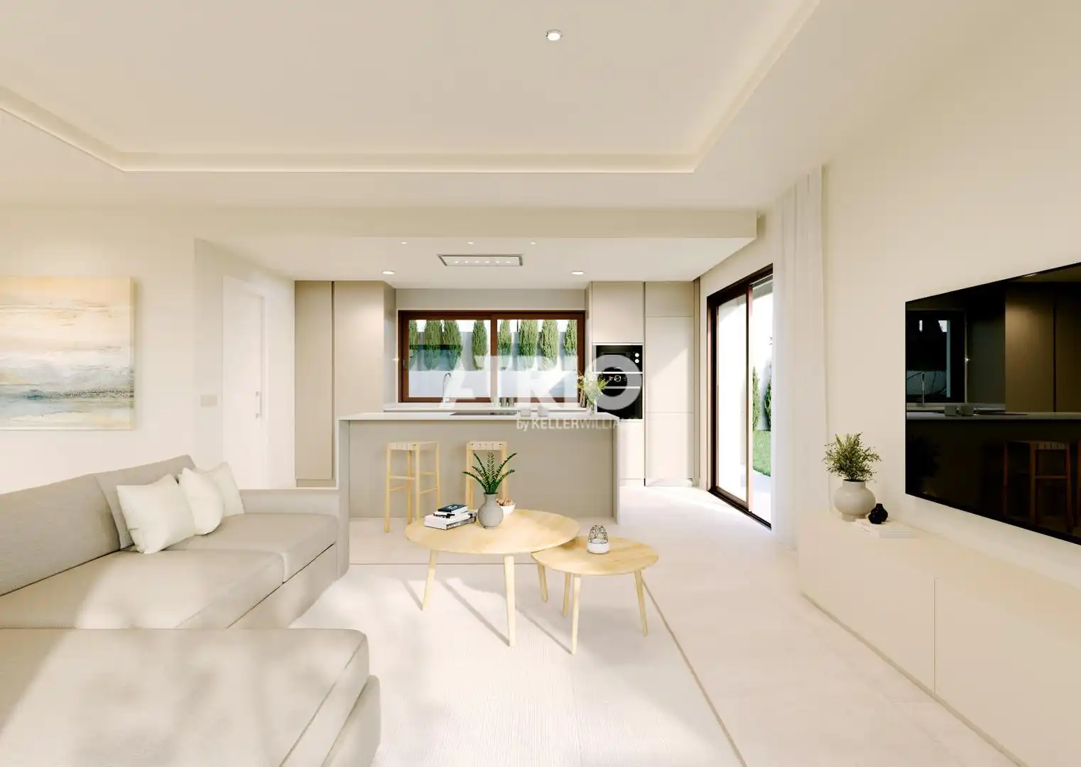 Wohnzimmer von Einfamilien-Reihenhaus zum Verkauf in Calvià mit Klimaanlage, Privatgarten und Terrasse