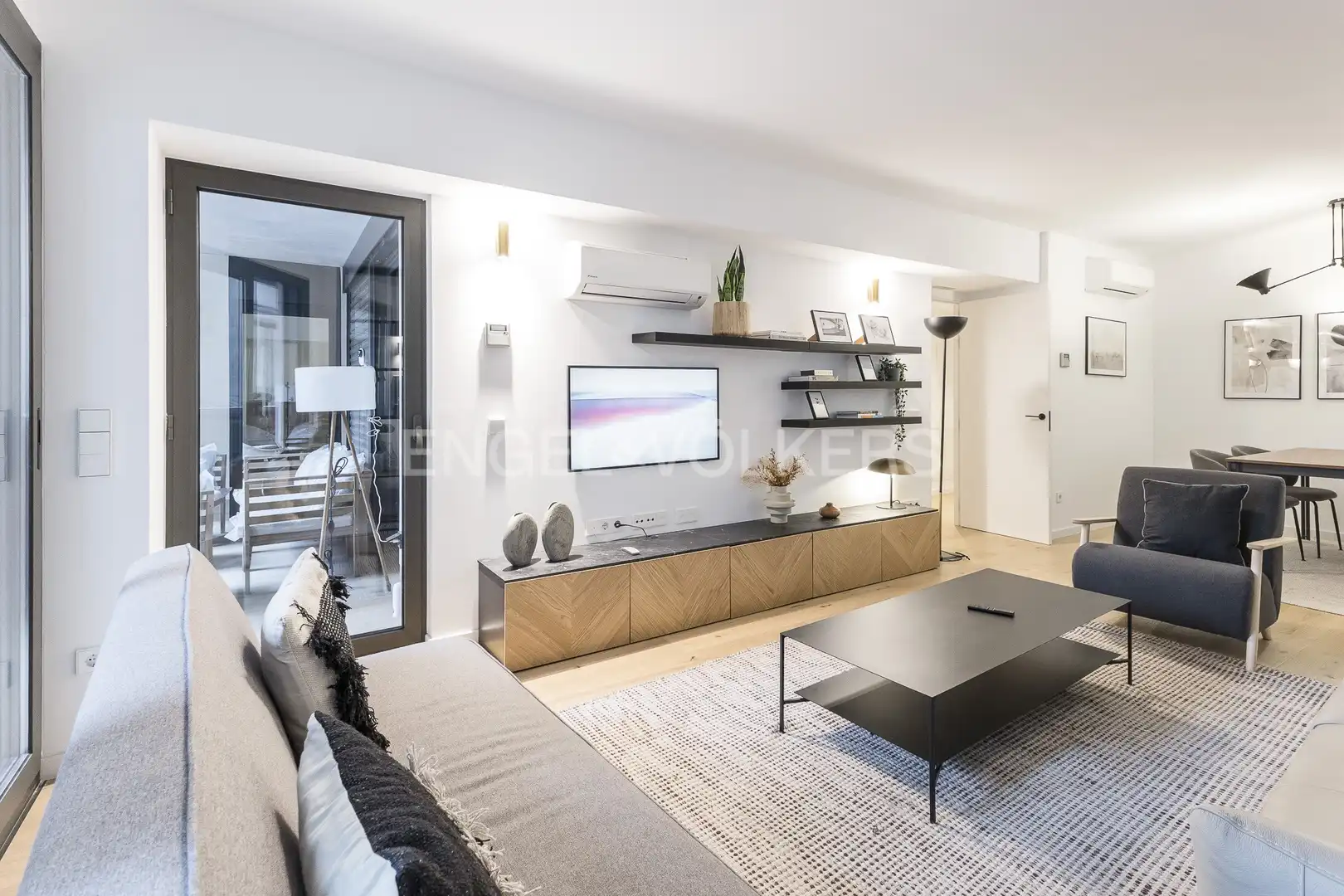 Wohnzimmer von Wohnung zur Miete in Barcelona mit Klimaanlage, Heizung und Parkett
