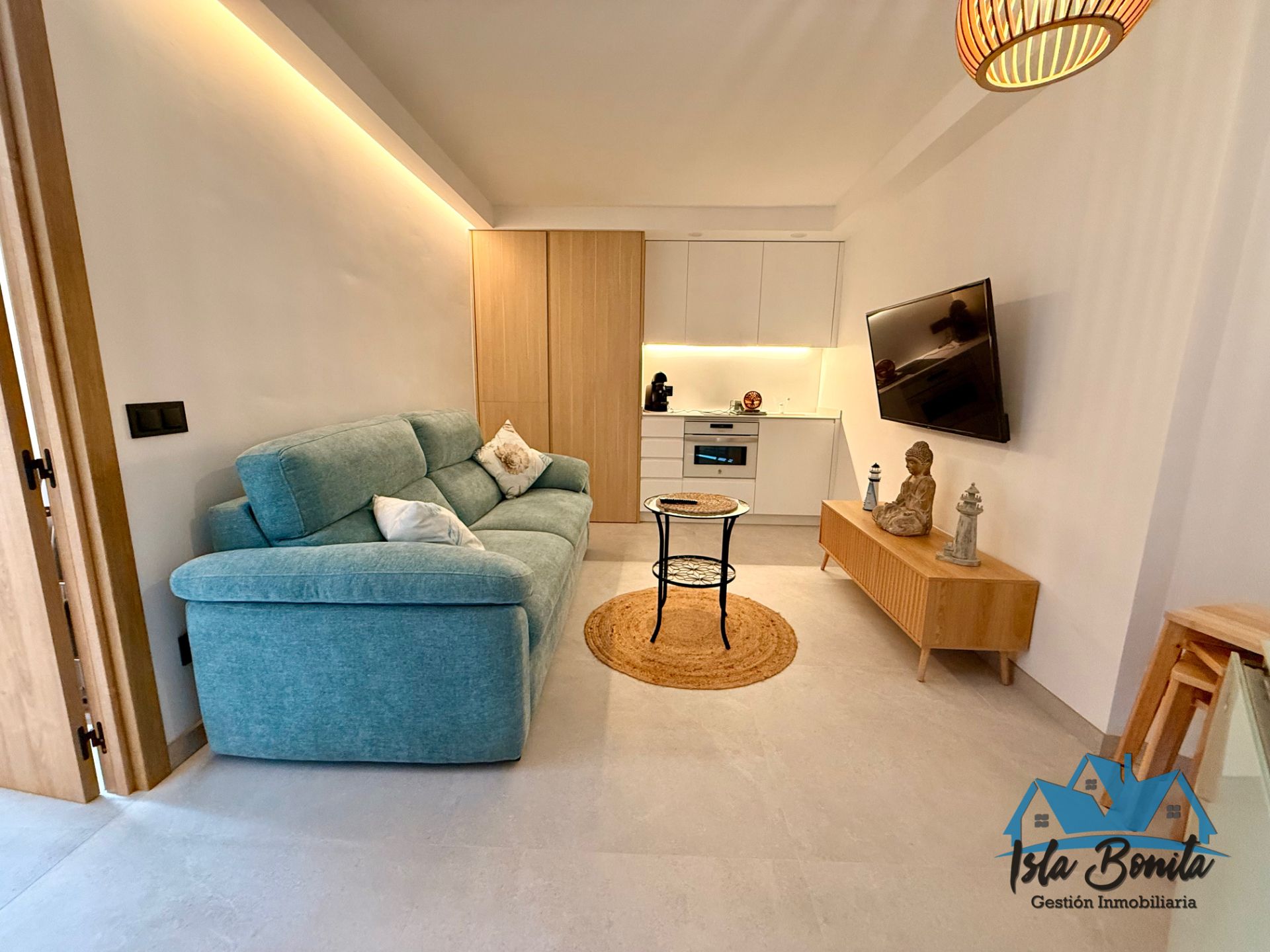 Sala d'estar de Apartament en venda en Ses Salines amb Aire condicionat, Calefacció i Parquet