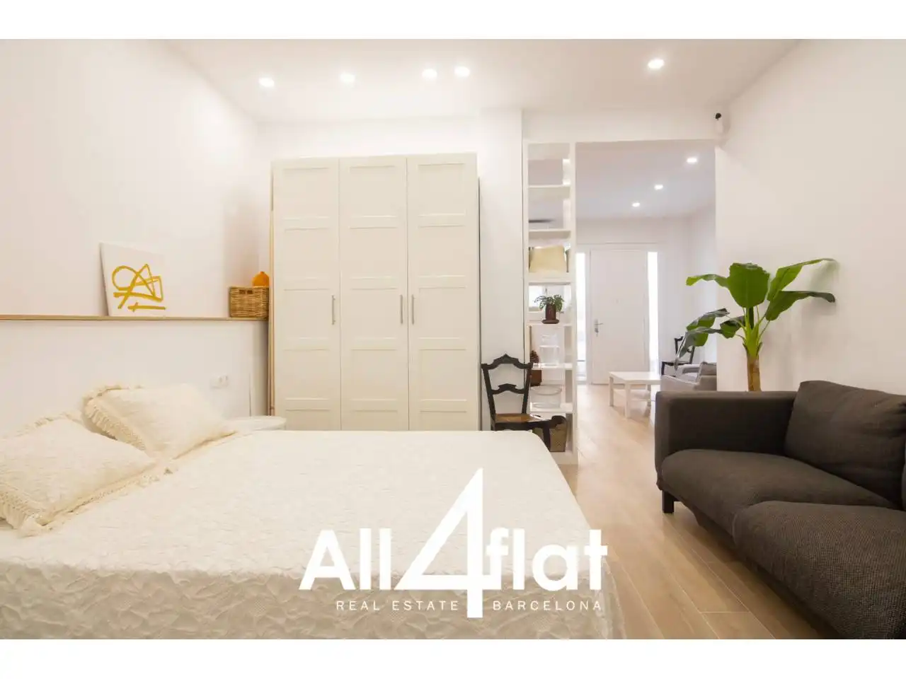 Schlafzimmer von Wohnung zur Miete in Barcelona mit Klimaanlage, Parkett und Möbliert