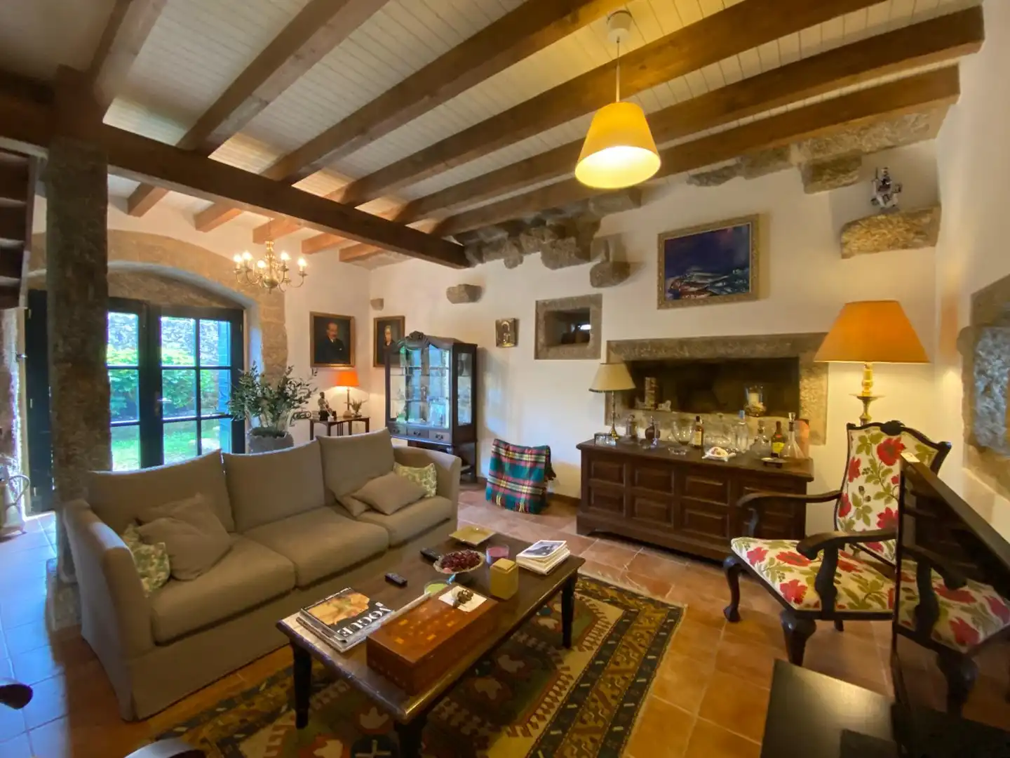 Sala de estar de Casa o chalet en venta en Leiro con Calefacción, Jardín privado y Parquet