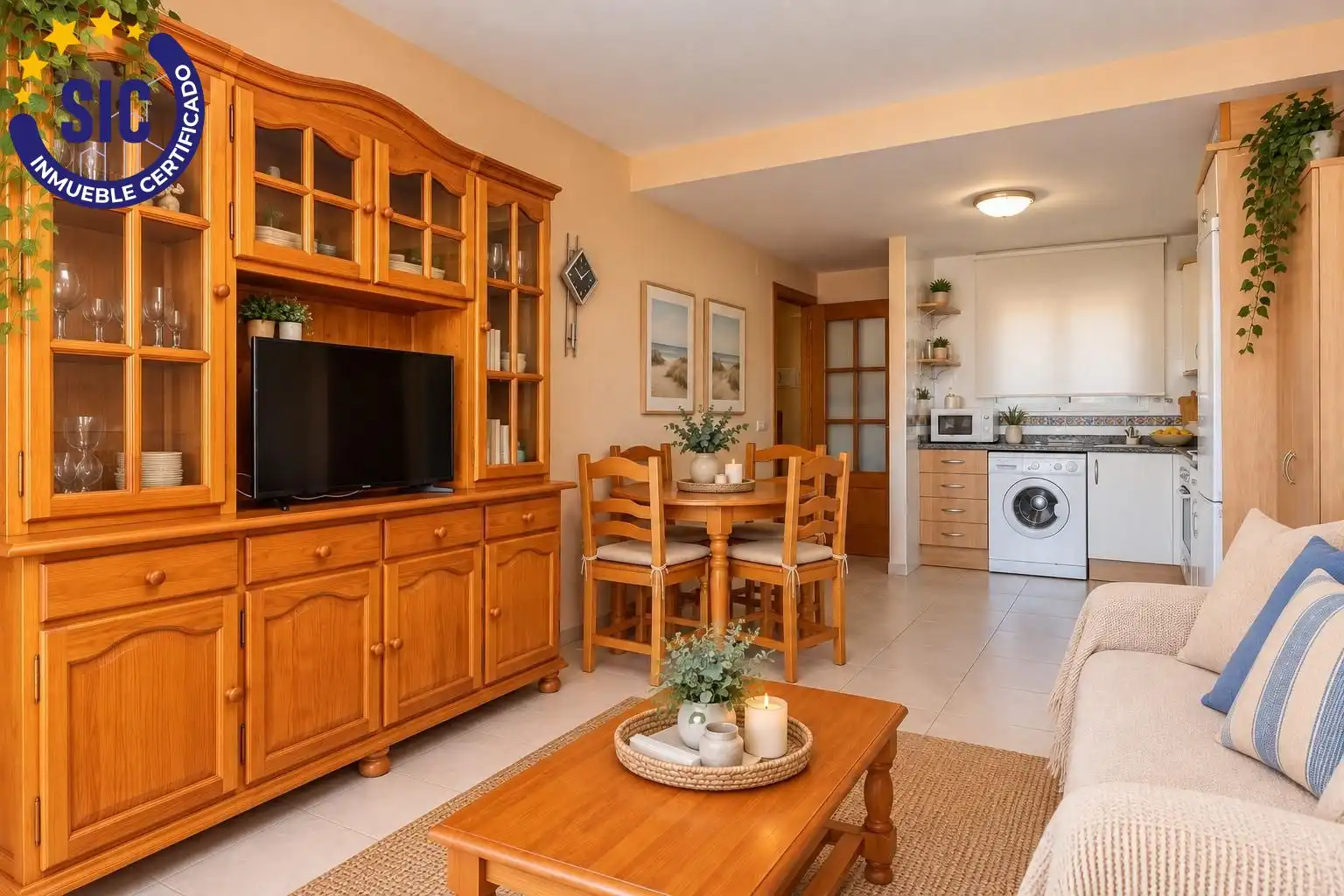 Sala d'estar de Apartament en venda en Peñíscola / Peníscola amb Terrassa, Moblat i Piscina comunitària