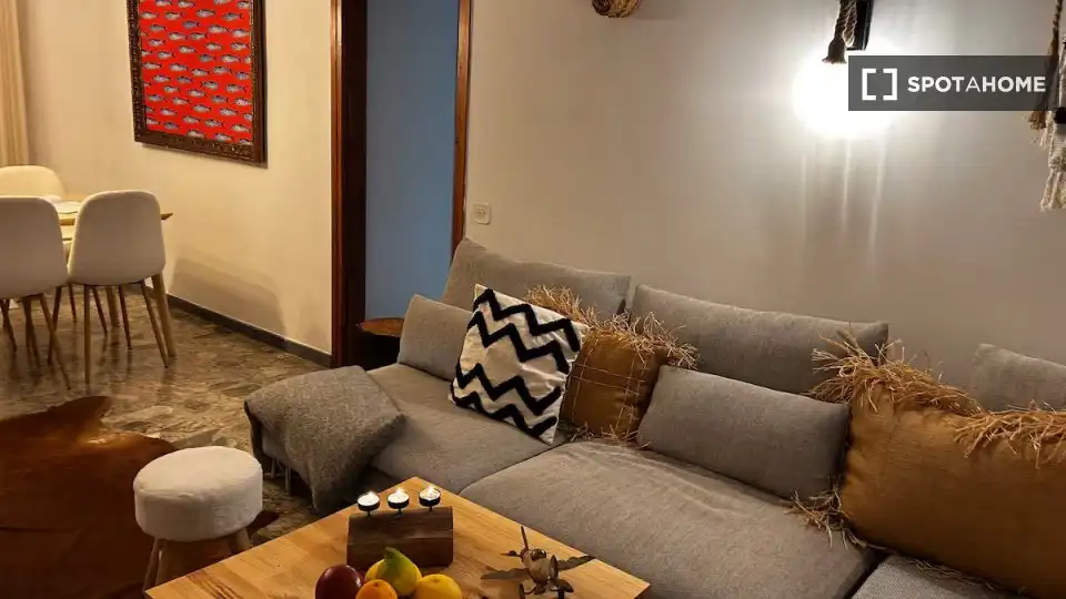Wohnzimmer von Wohnung zur Miete in Cànoves I Samalús mit Klimaanlage, Heizung und Möbliert