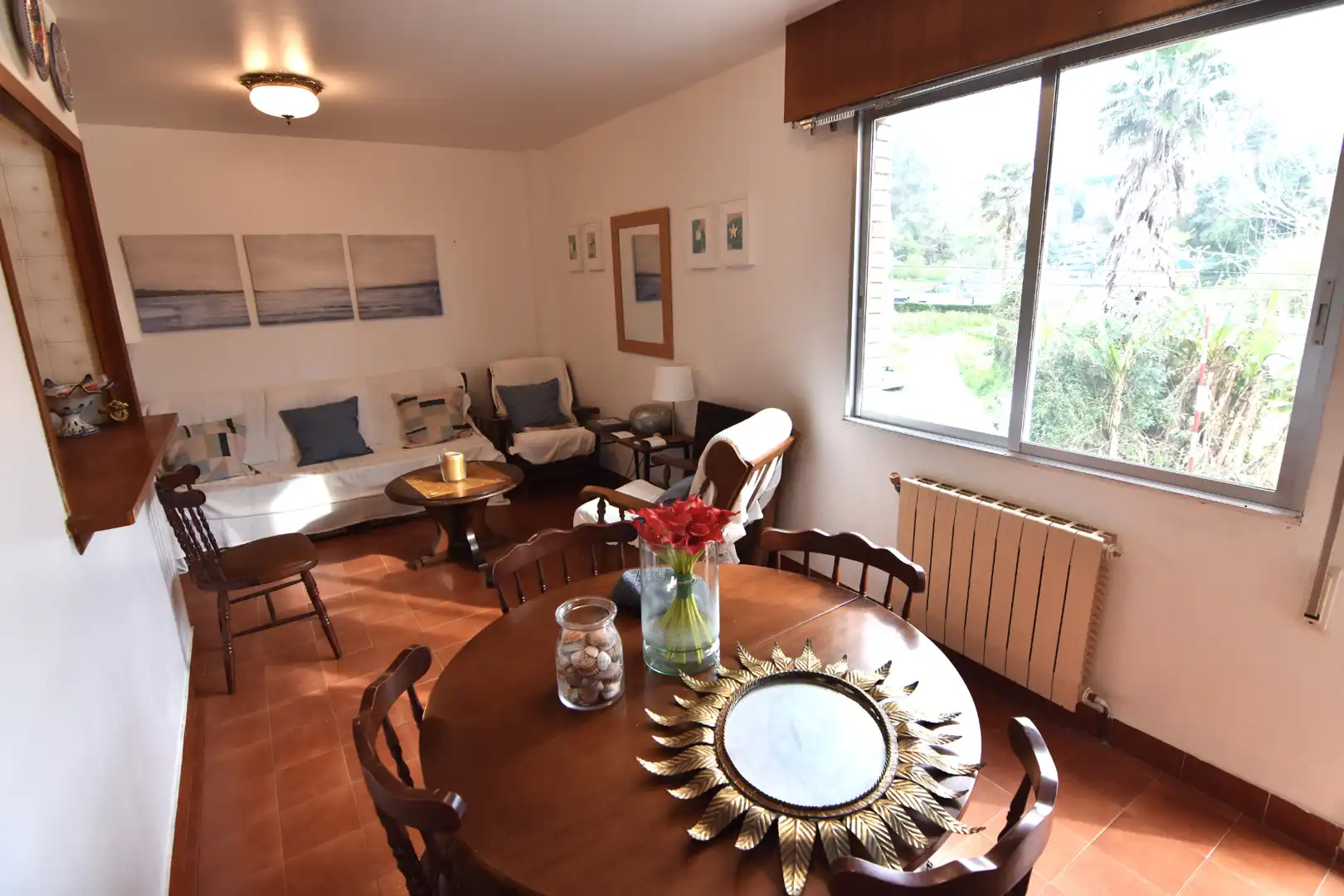 Sala de estar de Piso en venta en Pontedeume con Calefacción, Parquet y Terraza